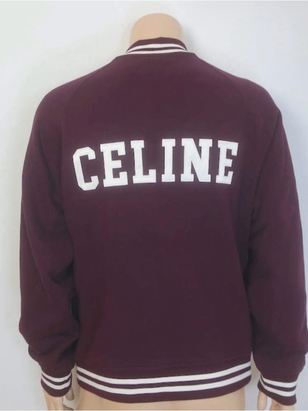 Celine Burgundy Letterman Jacket with White 'C'
